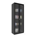 Ver imagem 3 de Armário para Escritório Alto 2 Portas de Vidro 4 Prateleiras Preto Linha Me