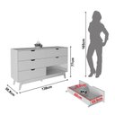 Ver imagem 4 de Cômoda Ester com 6 Gavetas e Pé Cônico 136cm CM8044 Branco