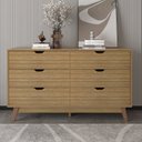 Ver imagem 1 de Cômoda Ester com 6 Gavetas e Pé Cônico 136cm CM8044 Marrom/Amendoa
