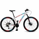 Ver imagem 1 de Bicicleta Unisex 15" Aro Aero 29 24v Freios a Disco Suspensão 80mm Guidão Curvo Branco/vermelho/azul