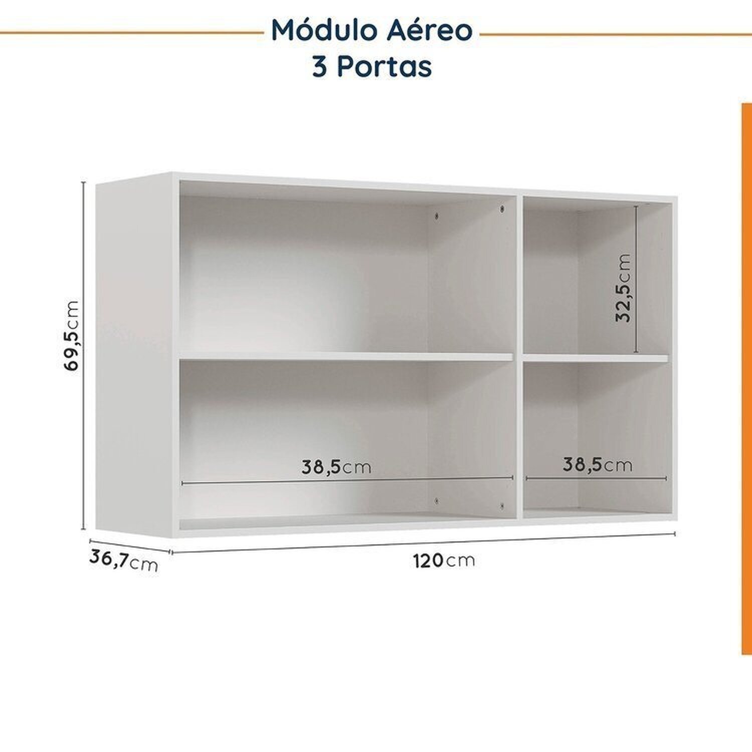 Cozinha Modulada 2 Peças sem Tampo com Rodapé 1 Aéreo e 1 Balcão Ipanema Cabecasa Madeiramadeira - 12