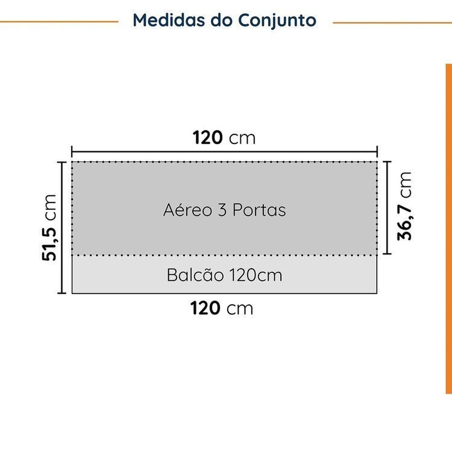 Cozinha Modulada 2 Peças sem Tampo com Rodapé 1 Aéreo e 1 Balcão Ipanema Cabecasa Madeiramadeira - 2