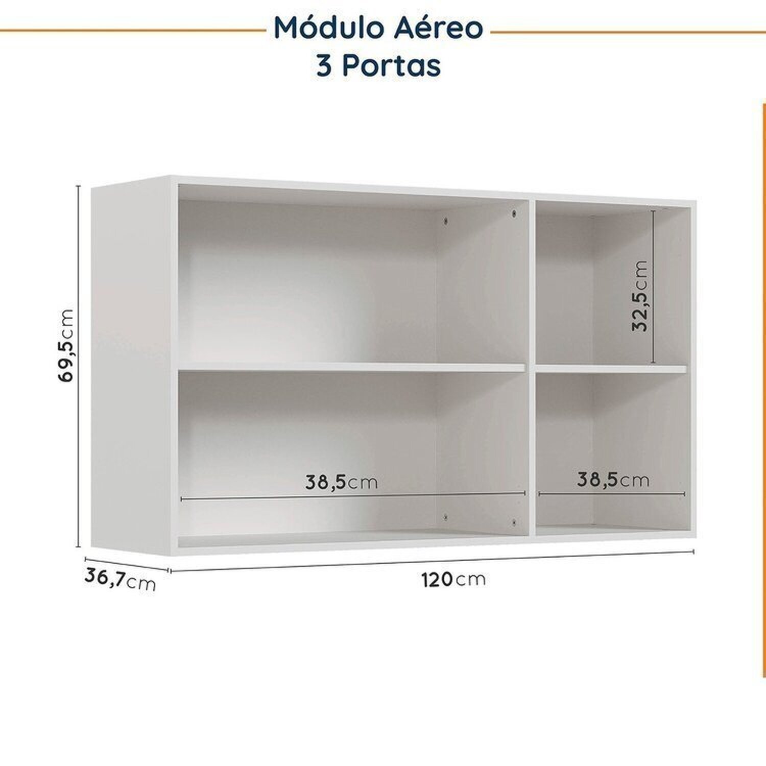 Cozinha Modulada 2 Peças sem Tampo com Rodapé 1 Aéreo e 1 Balcão Ipanema Cabecasa Madeiramadeira - 12