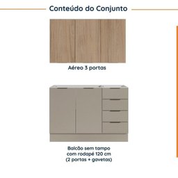 Cozinha Modulada 2 Peças sem Tampo com Rodapé 1 Aéreo e 1 Balcão Ipanema Cabecasa Madeiramadeira - 3