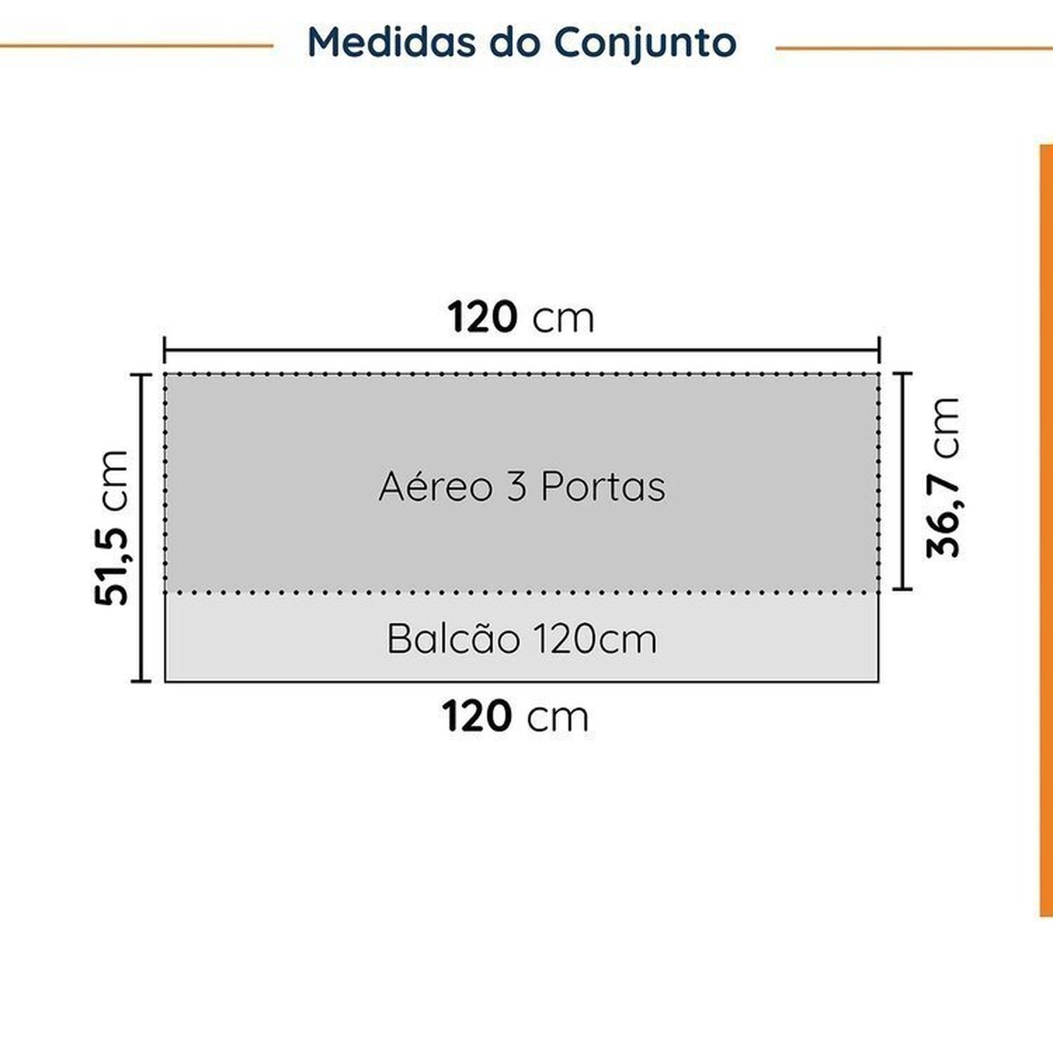 Cozinha Modulada 2 Peças sem Tampo com Rodapé 1 Aéreo e 1 Balcão Ipanema Cabecasa Madeiramadeira - 2