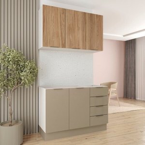 Cozinha Modulada 2 Peças sem Tampo com Rodapé 1 Aéreo e 1 Balcão Ipanema Cabecasa Madeiramadeira