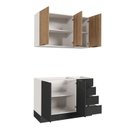 Ver mais imagens de Cozinha Modulada 2 Peças sem Tampo com Rodapé 1 Aéreo e 1 Balcão Ipanema CabeCasa MadeiraOriginals Cinza/Grafite Trama/Acácia