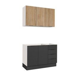 Cozinha Modulada 2 Peças sem Tampo com Rodapé 1 Aéreo e 1 Balcão Ipanema Cabecasa Madeiramadeira - 9
