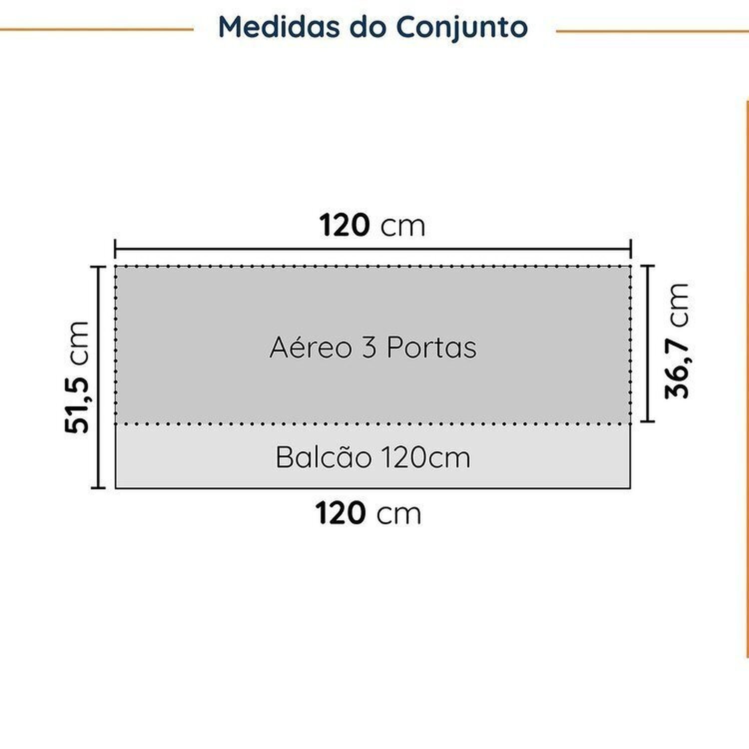 Cozinha Modulada 2 Peças sem Tampo com Rodapé 1 Aéreo e 1 Balcão Ipanema Cabecasa Madeiramadeira - 2