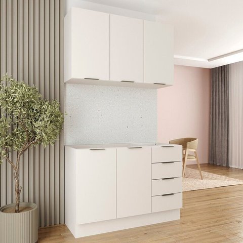 Cozinha Modulada 2 Peças sem Tampo com Rodapé 1 Aéreo e 1 Balcão Ipanema CabeCasa MadeiraOriginals B