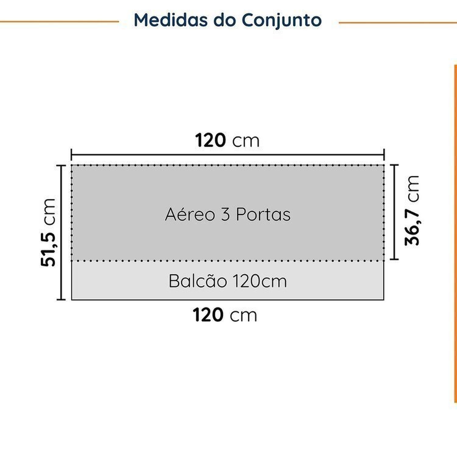 Cozinha Modulada 2 Peças sem Tampo com Rodapé 1 Aéreo e 1 Balcão Ipanema Cabecasa Madeiramadeira - 2