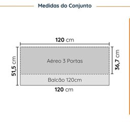 Cozinha Modulada 2 Peças sem Tampo com Rodapé 1 Aéreo e 1 Balcão Ipanema Cabecasa Madeiramadeira - 2