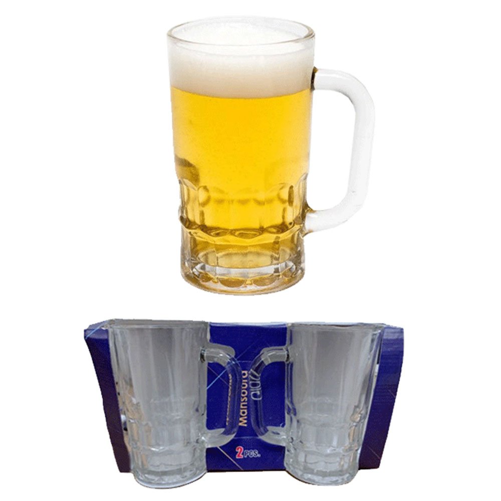 Kit com 2 Canecas de vidro Transparente Chopp 350ML - 2