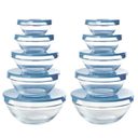 Ver imagem 1 de Conjunto 10 Potes Tigela Vidro Tampa Azul Class Home