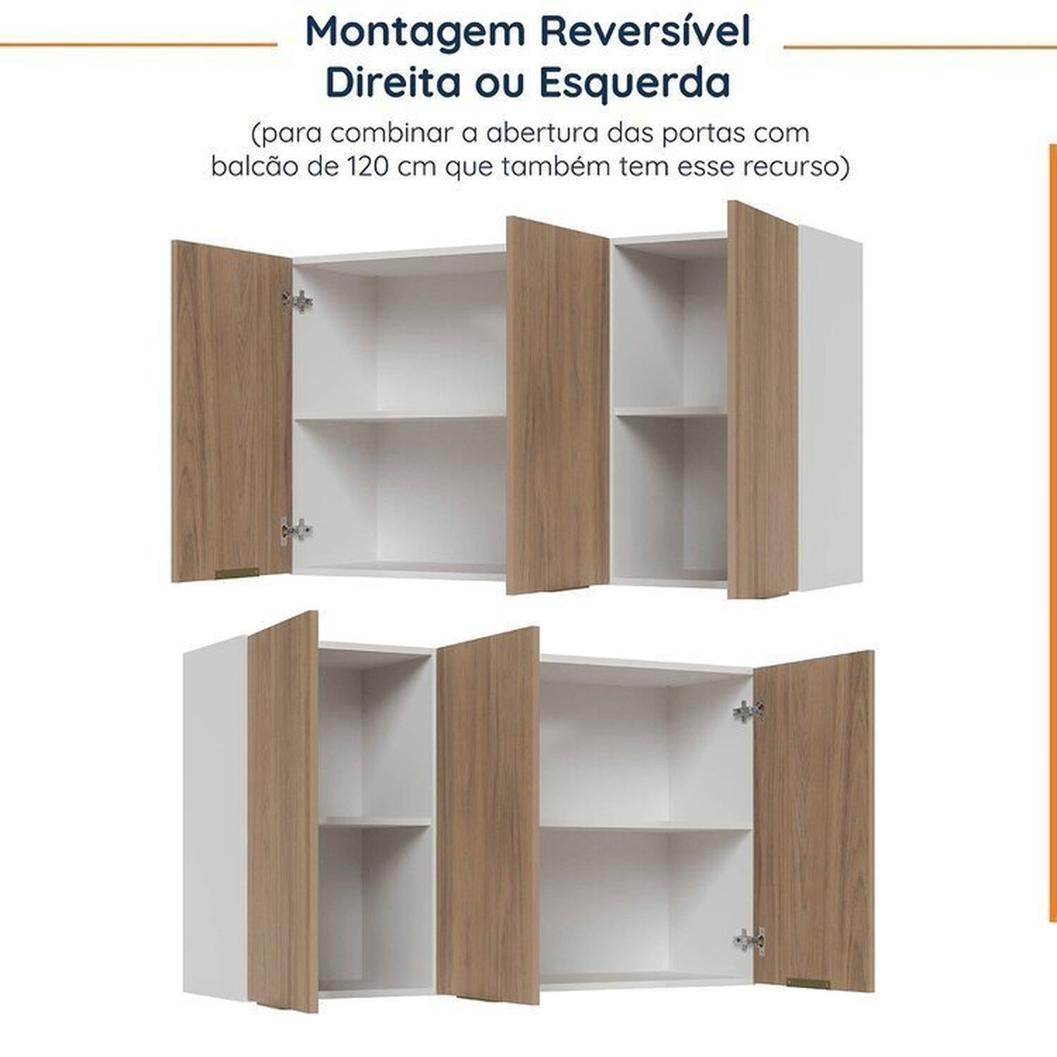 Cozinha Modulada 2 Peças sem Tampo com Rodapé 1 Aéreo e 1 Balcão Ipanema Cabecasa Madeiramadeira - 13