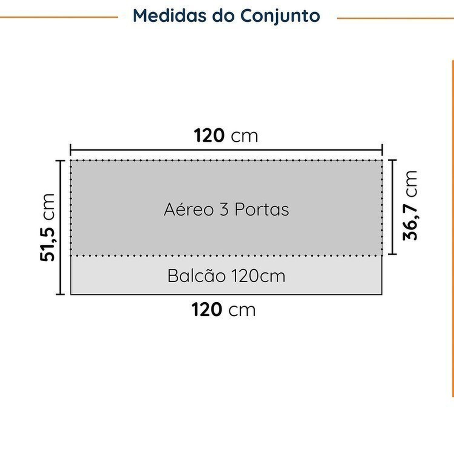 Cozinha Modulada 2 Peças sem Tampo com Rodapé 1 Aéreo e 1 Balcão Ipanema Cabecasa Madeiramadeira - 2