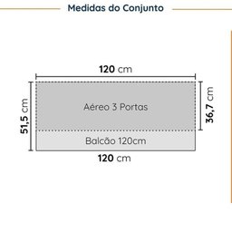 Cozinha Modulada 2 Peças sem Tampo com Rodapé 1 Aéreo e 1 Balcão Ipanema Cabecasa Madeiramadeira - 2