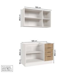 Cozinha Modulada 2 Peças sem Tampo com Rodapé 1 Aéreo e 1 Balcão Ipanema Cabecasa Madeiramadeira - 4