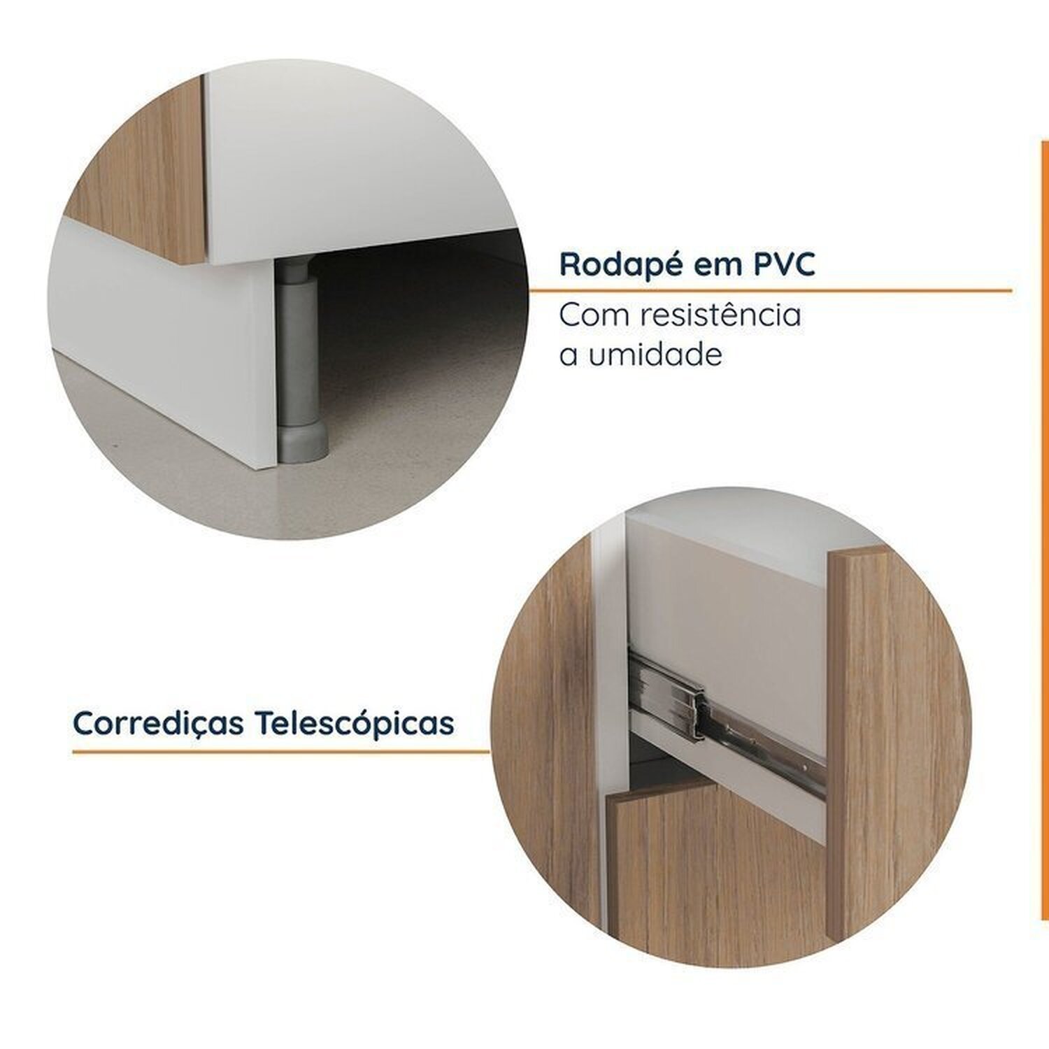 Cozinha Modulada 2 Peças sem Tampo com Rodapé 1 Aéreo e 1 Balcão Ipanema Cabecasa Madeiramadeira - 7