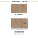 Ver imagem 3 de Cozinha Modulada 2 Peças sem Tampo com Rodapé 1 Aéreo e 1 Balcão Ipanema CabeCasa MadeiraOriginals Marrom/Acácia