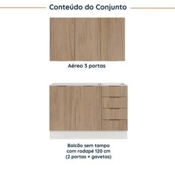 Cozinha Modulada 2 Peças sem Tampo com Rodapé 1 Aéreo e 1 Balcão Ipanema Cabecasa Madeiramadeira - 3