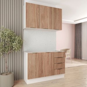Cozinha Modulada 2 Peças sem Tampo com Rodapé 1 Aéreo e 1 Balcão Ipanema Cabecasa Madeiramadeira