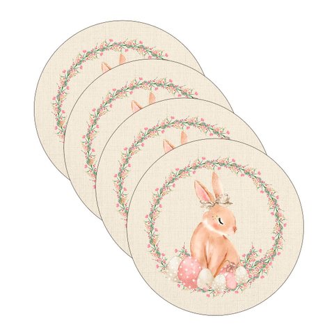 Kit Sousplat Páscoa Cesta de Ovos Nsw 4 Peças sem Base