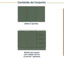 Ver imagem 3 de Cozinha Modulada 2 Peças sem Tampo com Rodapé 1 Aéreo e 1 Balcão Ipanema CabeCasa MadeiraOriginals Verde/Folha