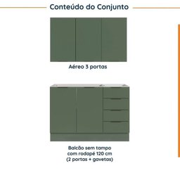 Cozinha Modulada 2 Peças sem Tampo com Rodapé 1 Aéreo e 1 Balcão Ipanema Cabecasa Madeiramadeira - 3