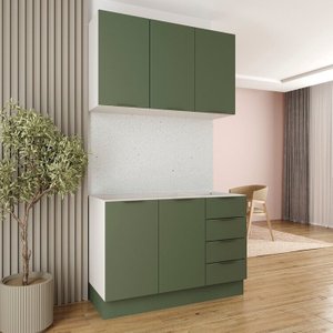 Cozinha Modulada 2 Peças sem Tampo com Rodapé 1 Aéreo e 1 Balcão Ipanema Cabecasa Madeiramadeira