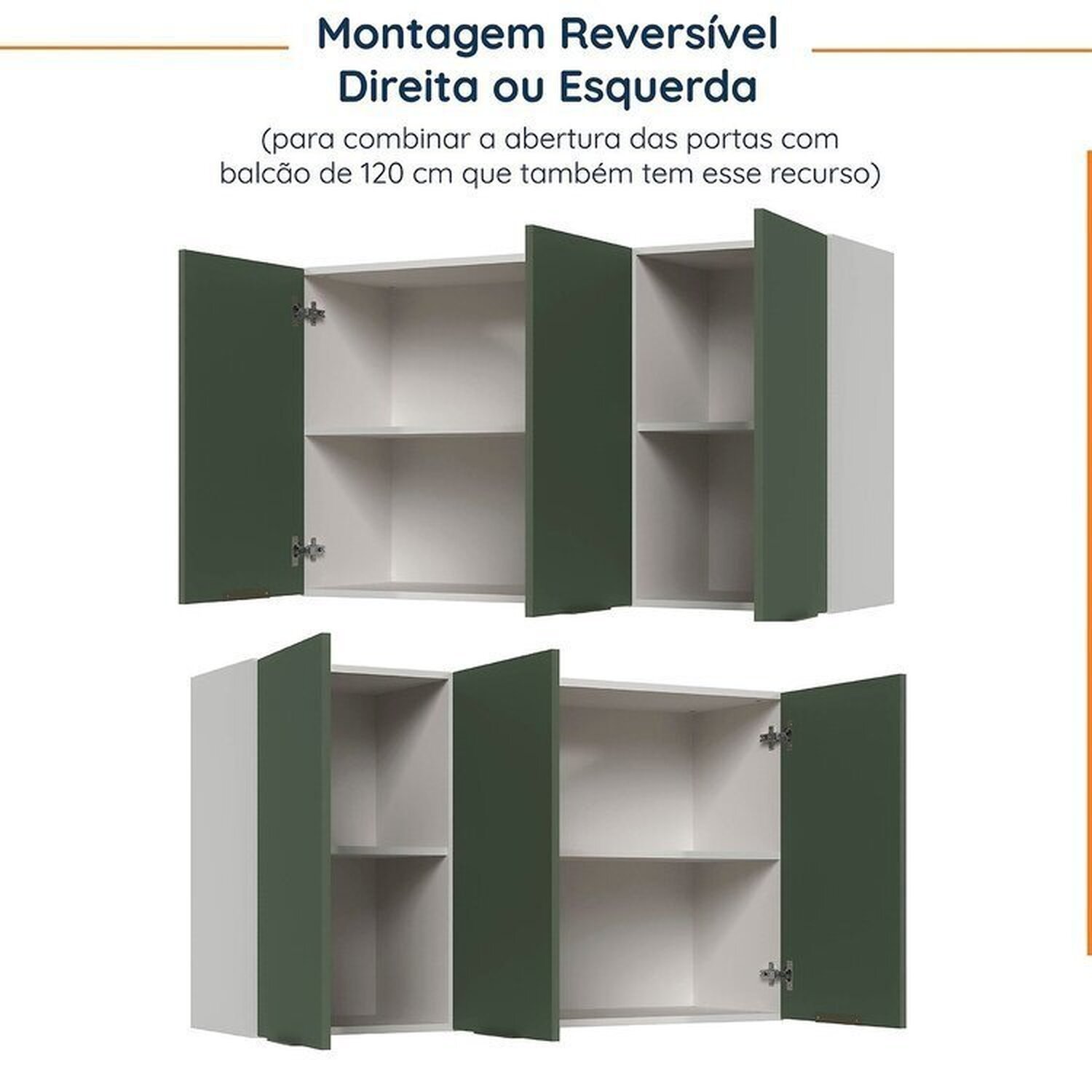 Cozinha Modulada 2 Peças sem Tampo com Rodapé 1 Aéreo e 1 Balcão Ipanema Cabecasa Madeiramadeira - 13