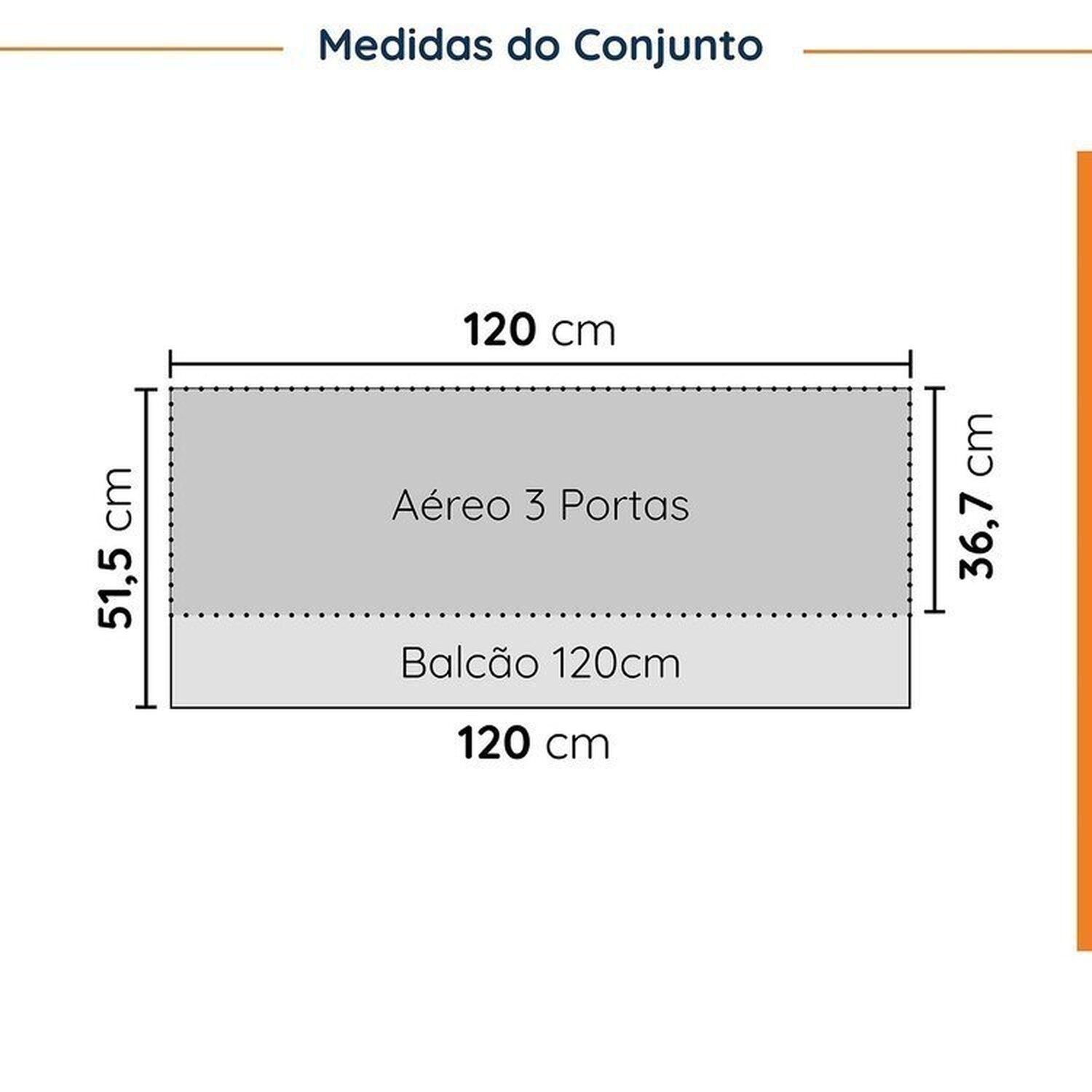 Cozinha Modulada 2 Peças sem Tampo com Rodapé 1 Aéreo e 1 Balcão Ipanema Cabecasa Madeiramadeira - 2