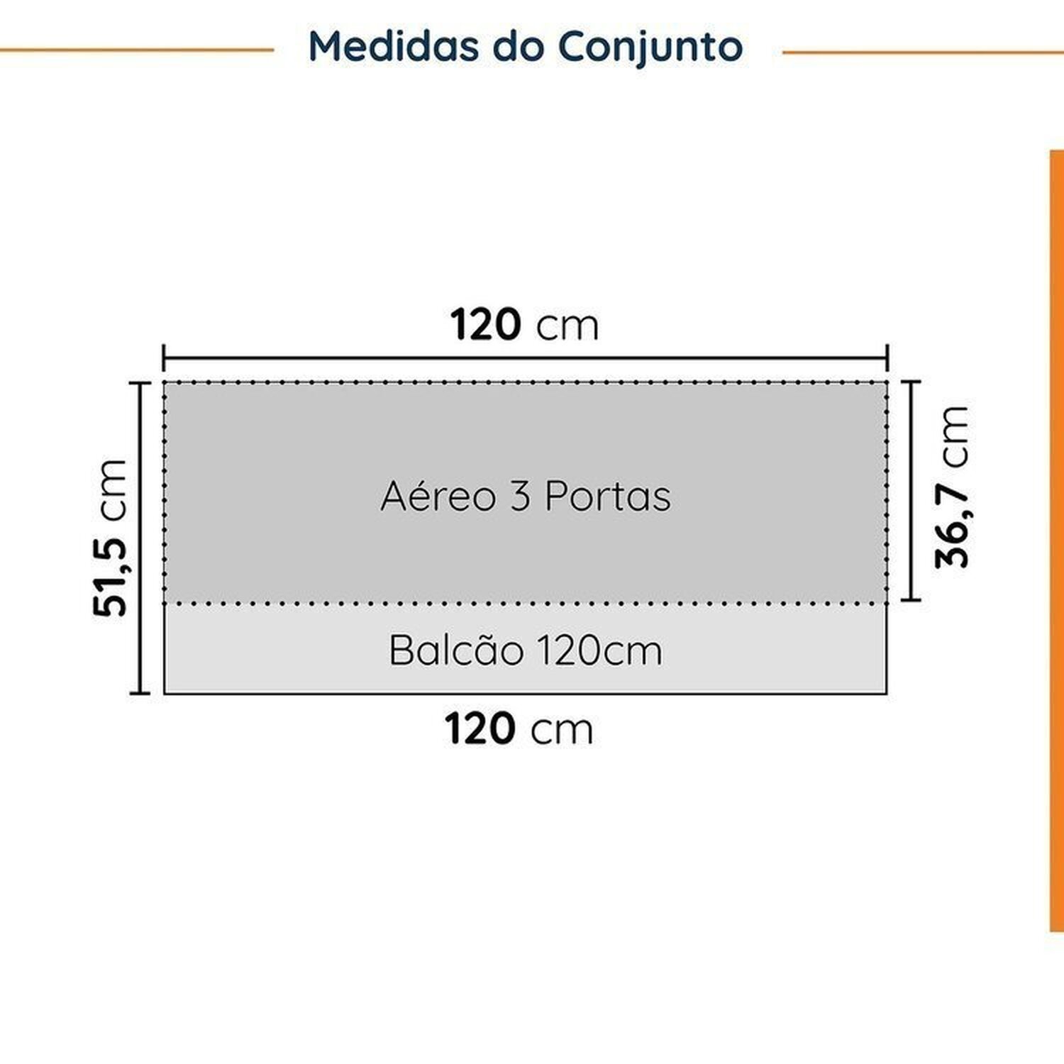 Cozinha Modulada 2 Peças sem Tampo com Rodapé 1 Aéreo e 1 Balcão Ipanema Cabecasa Madeiramadeira - 2