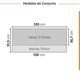 Cozinha Modulada 2 Peças sem Tampo com Rodapé 1 Aéreo e 1 Balcão Ipanema Cabecasa Madeiramadeira - 2