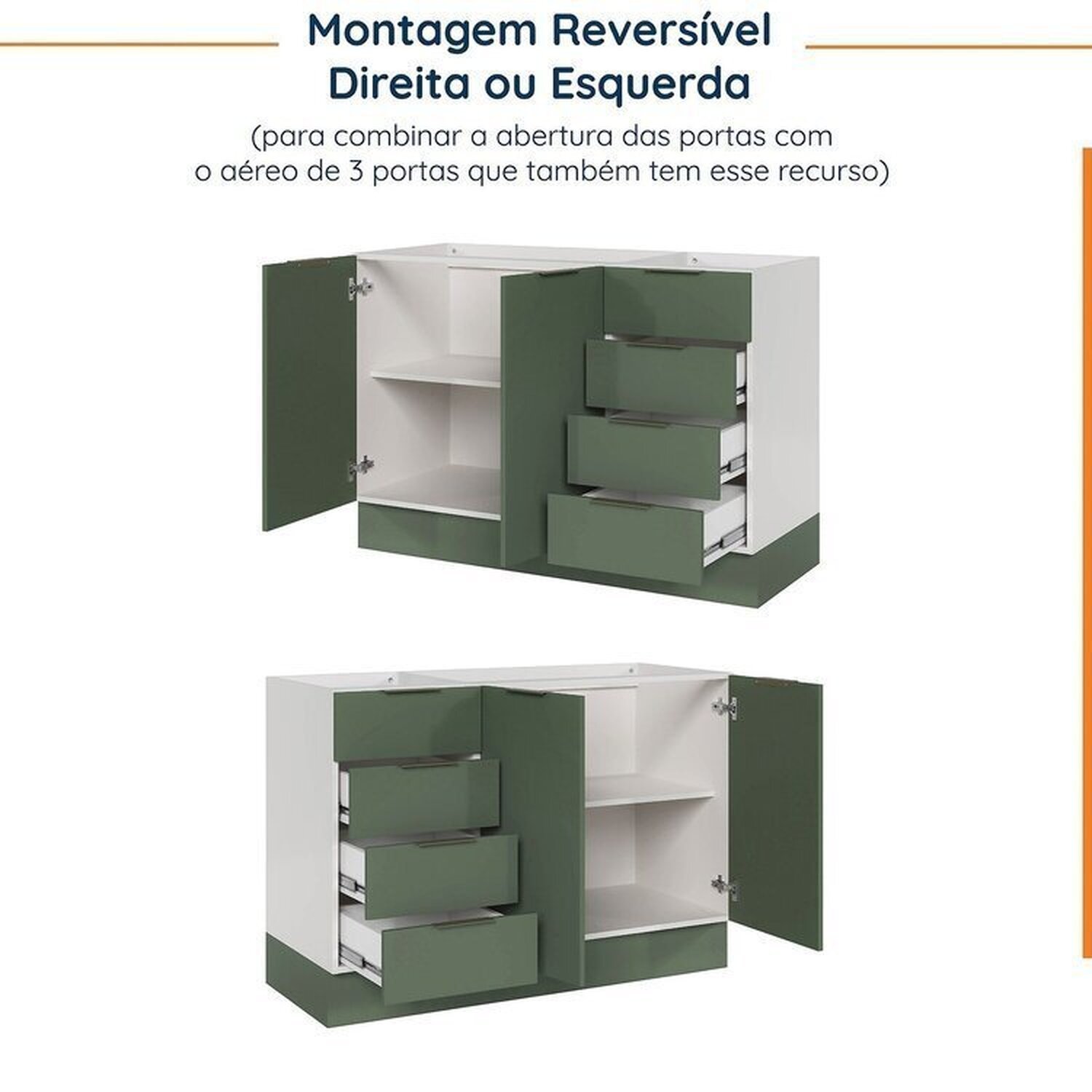 Cozinha Modulada 2 Peças sem Tampo com Rodapé 1 Aéreo e 1 Balcão Ipanema Cabecasa Madeiramadeira - 15