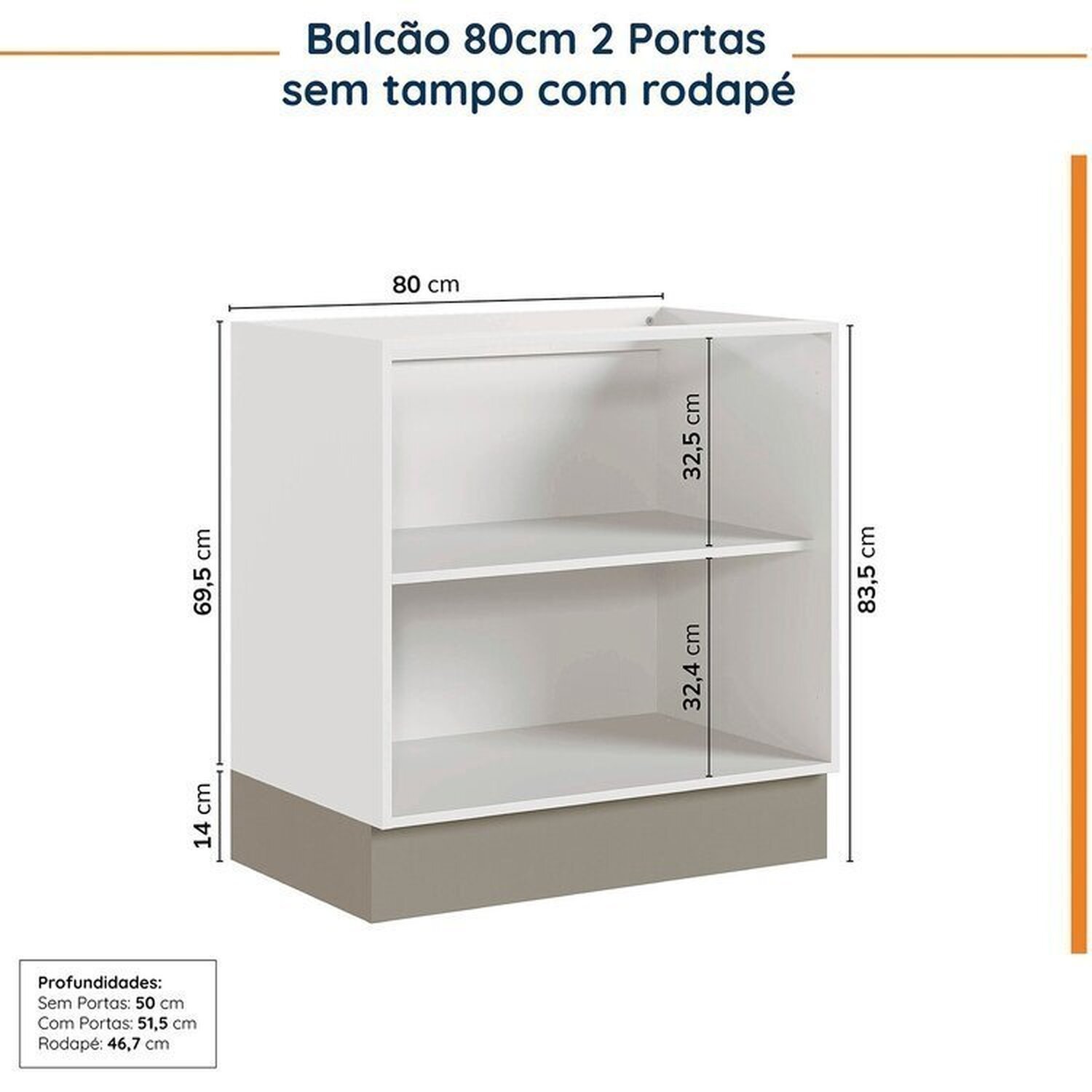 Cozinha Modulada 4 Peças sem Tampo com Rodapé 2 Aéreos e 2 Balcões Ipanema Cabecasa Madeiramadeira - 17