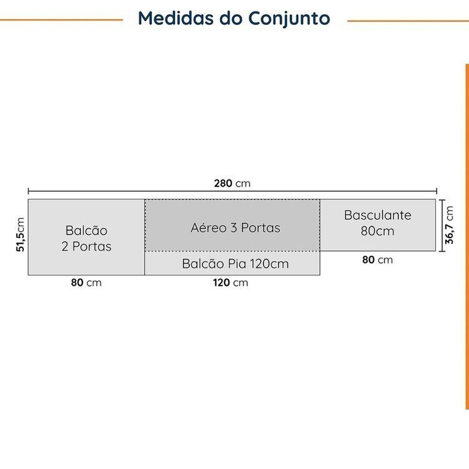 Cozinha Modulada 4 Peças sem Tampo com Rodapé 2 Aéreos e 2 Balcões Ipanema Cabecasa Madeiramadeira - 2