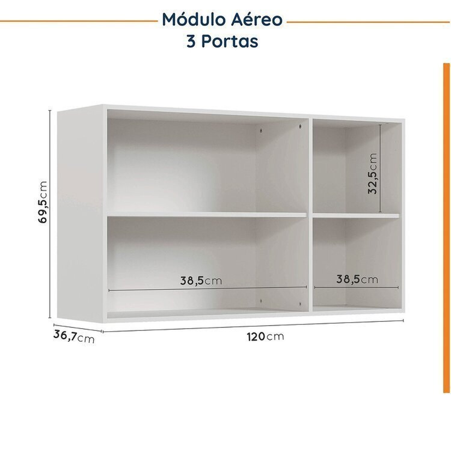 Cozinha Modulada 4 Peças sem Tampo com Rodapé 2 Aéreos e 2 Balcões Ipanema Cabecasa Madeiramadeira - 12