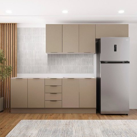Cozinha Planejada 4 Peças sem Tampo com Rodapé 2 Aéreos e 2 Balcões Ipanema CabeCasa MadeiraOriginals