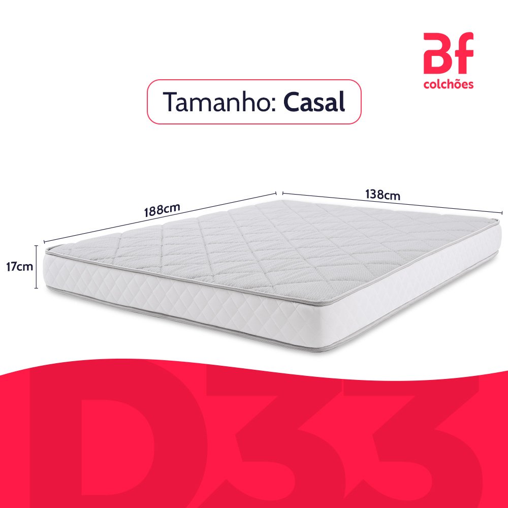 Colchão Casal Ortopédico de Espuma D33 a Vácuo 138x188cm Bf Colchões - 8