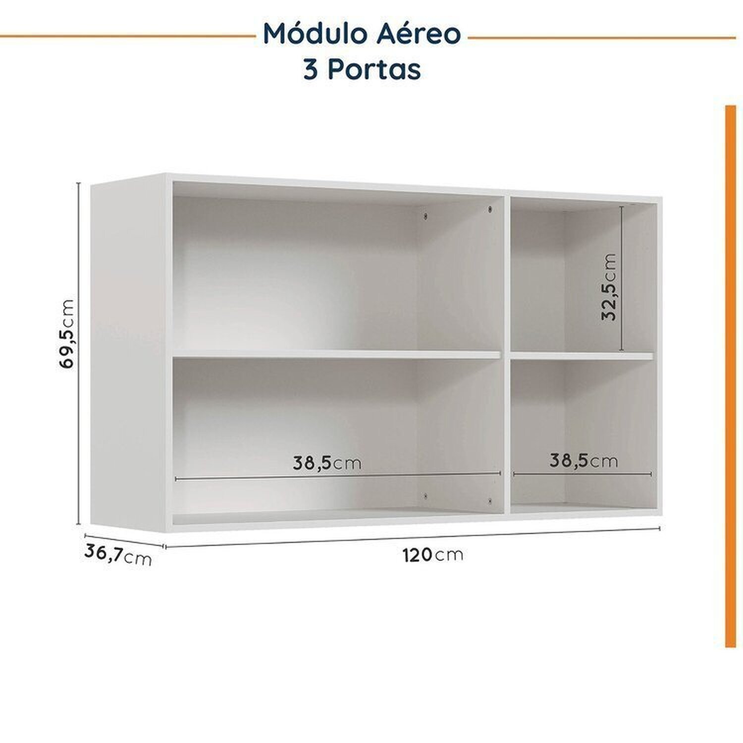 Cozinha Modulada 4 Peças sem Tampo com Rodapé 2 Aéreos e 2 Balcões Ipanema Cabecasa Madeiramadeira - 12