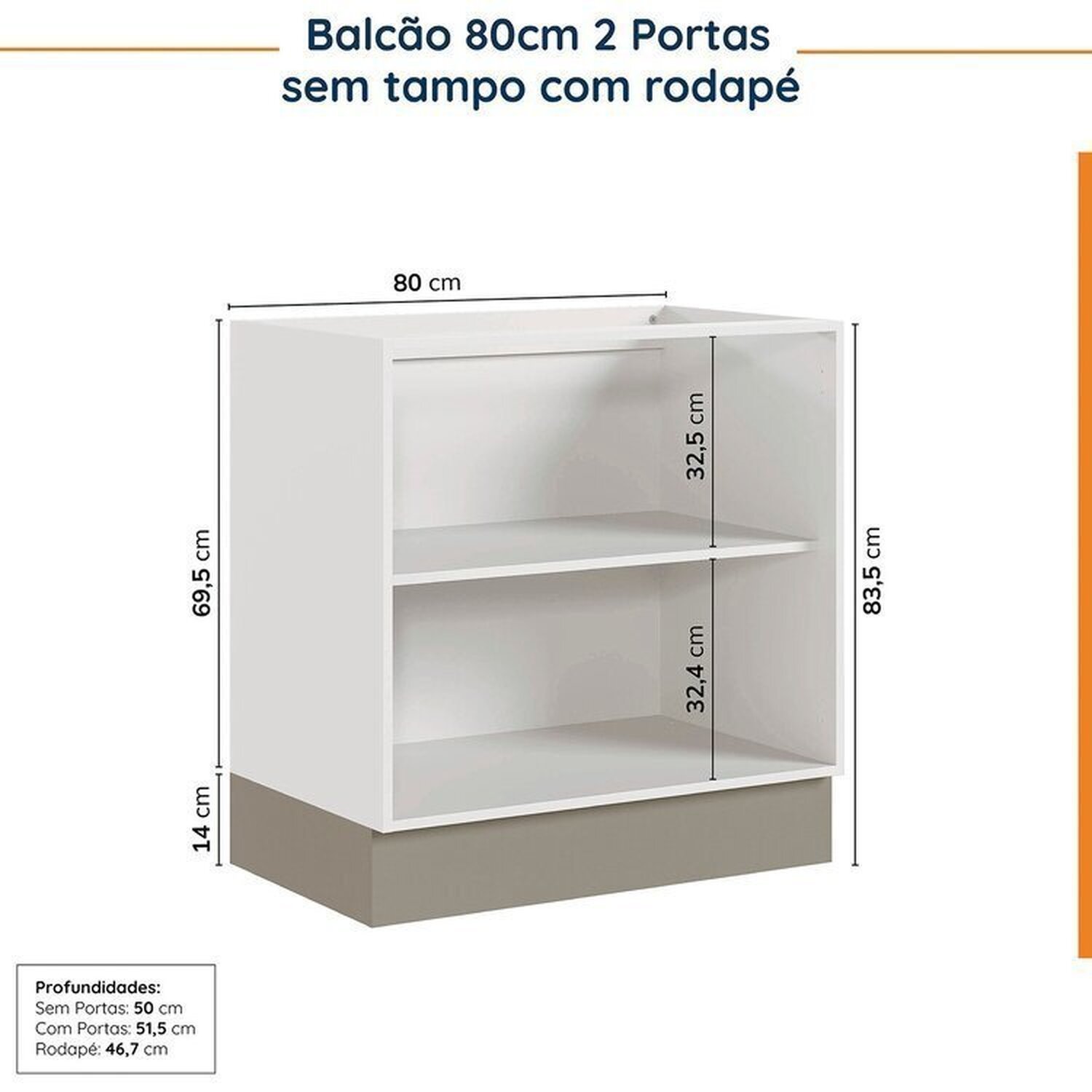 Cozinha Modulada 4 Peças sem Tampo com Rodapé 2 Aéreos e 2 Balcões Ipanema Cabecasa Madeiramadeira - 17