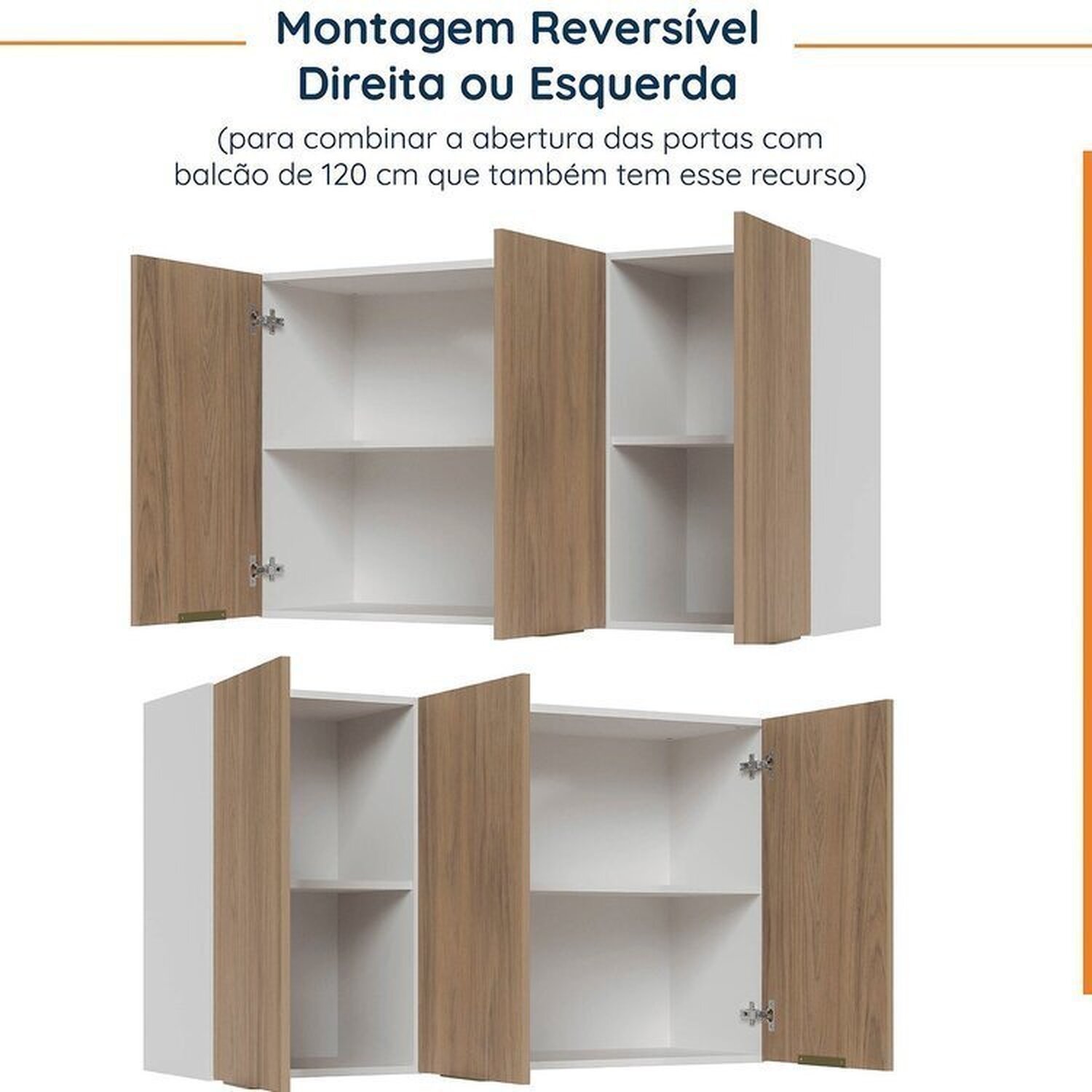 Cozinha Modulada 4 Peças sem Tampo com Rodapé 2 Aéreos e 2 Balcões Ipanema Cabecasa Madeiramadeira - 13