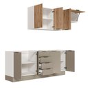 Ver mais imagens de Cozinha Planejada 4 Peças sem Tampo com Rodapé 2 Aéreos e 2 Balcões Ipanema CabeCasa MadeiraOriginals Marrom/Fendi Trama/Acácia