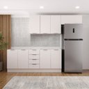 Ver imagem 1 de Cozinha Planejada 4 Peças sem Tampo com Rodapé 2 Aéreos e 2 Balcões Ipanema CabeCasa MadeiraOriginals Branco