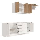 Ver mais imagens de Cozinha Planejada 4 Peças sem Tampo com Rodapé 2 Aéreos e 2 Balcões Ipanema CabeCasa MadeiraOriginals Branco/Acácia