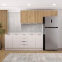 Ver imagem 1 de Cozinha Planejada 4 Peças sem Tampo com Rodapé 2 Aéreos e 2 Balcões Ipanema CabeCasa MadeiraOriginals Branco/Acácia