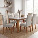 Ver imagem 2 de Conjunto Sala de Jantar Mesa 1,60m com Vidro Nadine 6 Cadeiras Bele