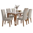 Ver imagem 1 de Conjunto Sala de Jantar Mesa 1,60m com Vidro Nadine 6 Cadeiras Bele