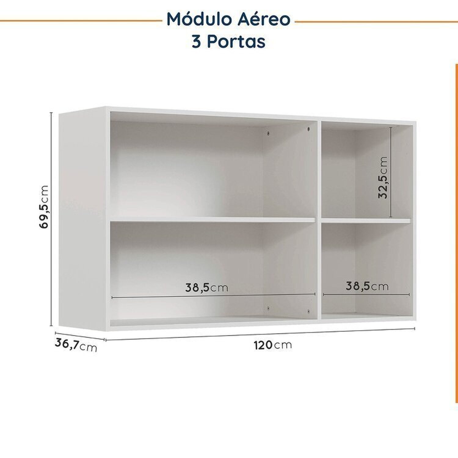 Cozinha Modulada 4 Peças sem Tampo com Rodapé 2 Aéreos e 2 Balcões Ipanema Cabecasa Madeiramadeira - 12